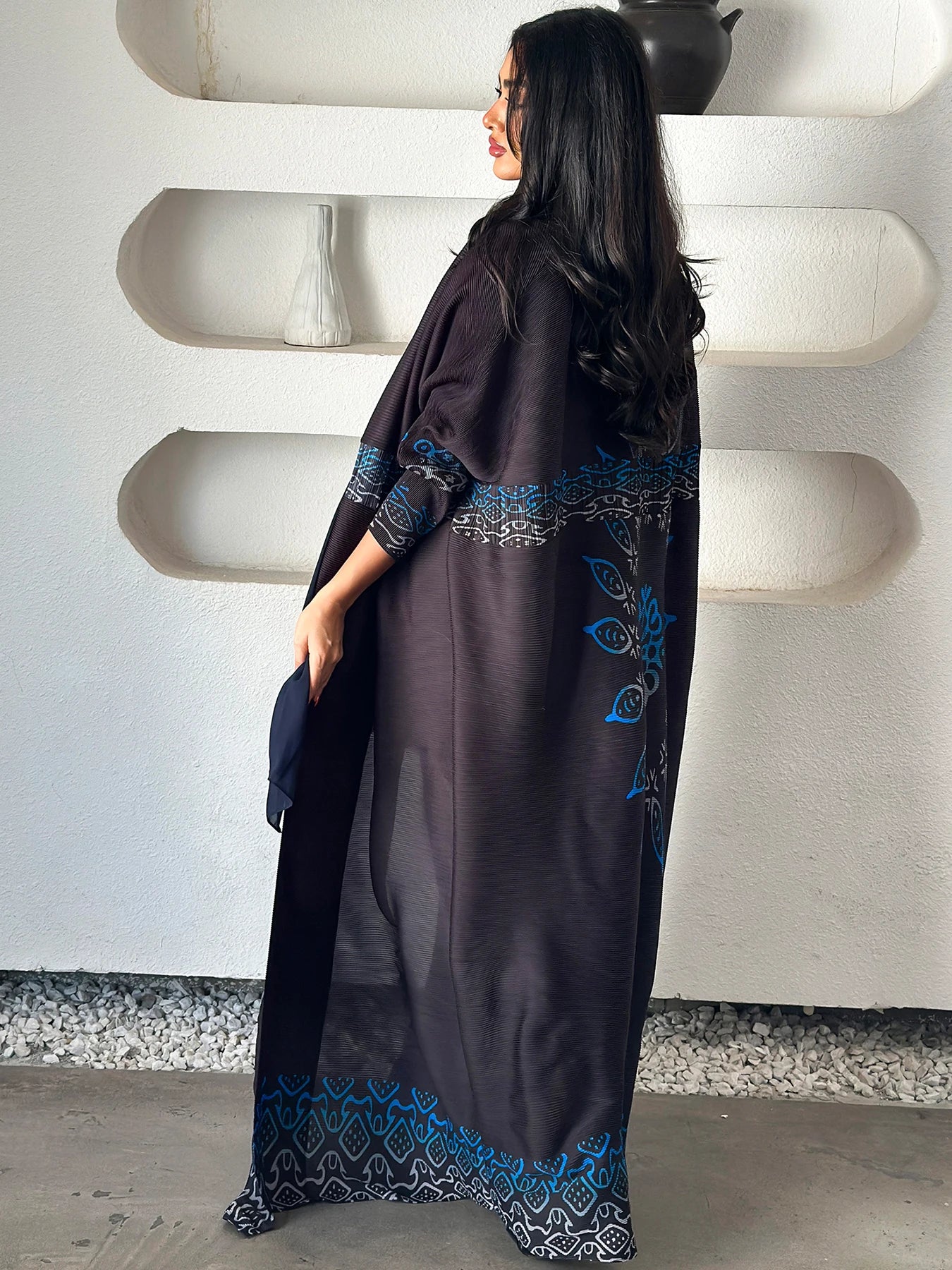 Eid Abaya Dubai Luxury For Women Miyake Pleated Plus Size Middle Eastern Clothing Long Sleeve Coat With Belt Female Formal Robe--Color: White