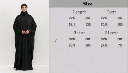 Islamic Abaya Modesty Ramadan Dress Muslim Abayas Hooded Long Sleeve One-piece Prayer Hijab Dress Women Jilbabs Turkish Kaftans--Color: GRAY
