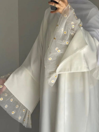 White Abaya Dubai Muslim Kaftan Modest Fashion Dress Islam African Dresses For Prayer Clothes Women Caftan Marocain Robe Femme--Color: White without hijab