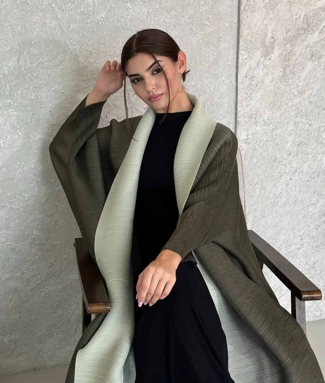 Abayas for Women Miyake Pleated New High Quality Women's Robe Cardigan Loose Lengthened Tie Design Luxury Abaya 2025 Summer New--Color: 3