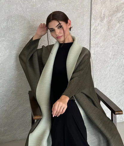 Abayas for Women Miyake Pleated New High Quality Women's Robe Cardigan Loose Lengthened Tie Design Luxury Abaya 2025 Summer New--Color: 3