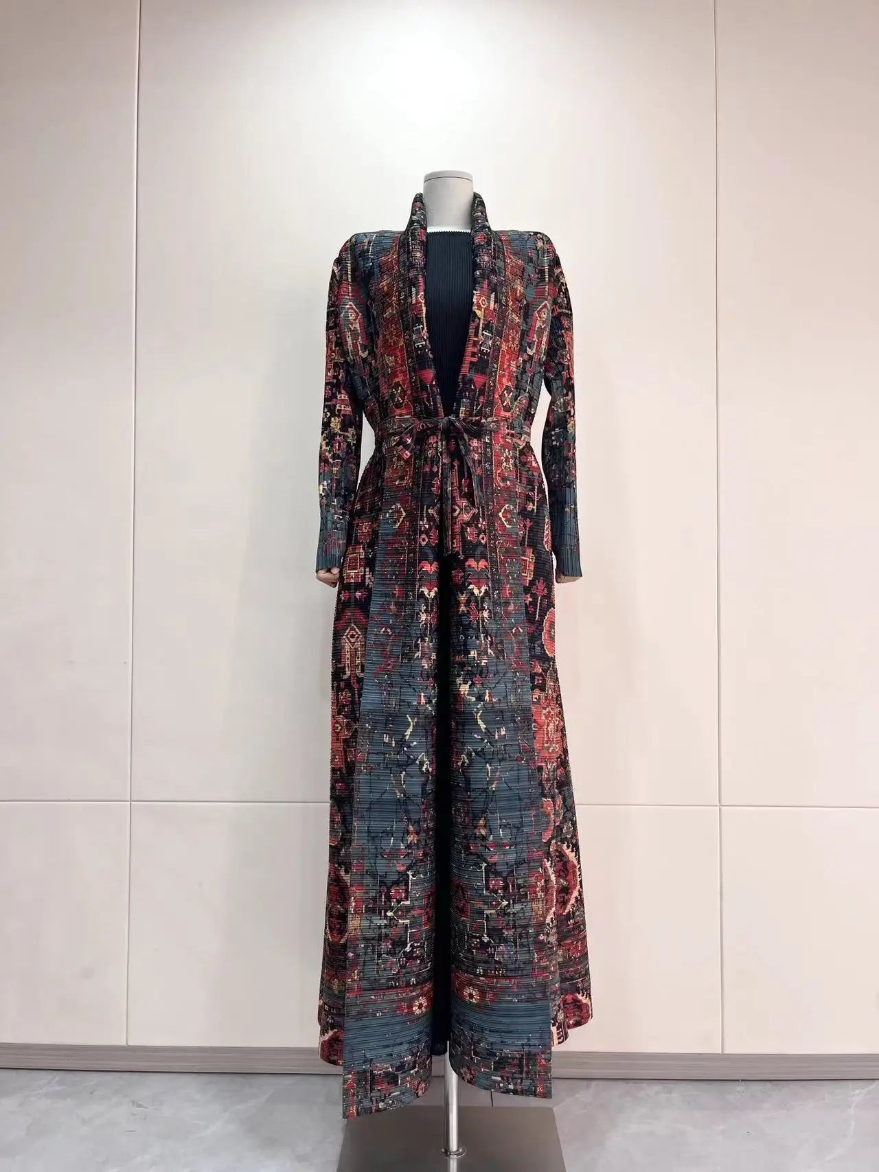 Abayas for Women Miyake Pleated New High Quality Women's Robe Cardigan Loose Lengthened Tie Design Luxury Abaya 2025 Summer New--Color: 3