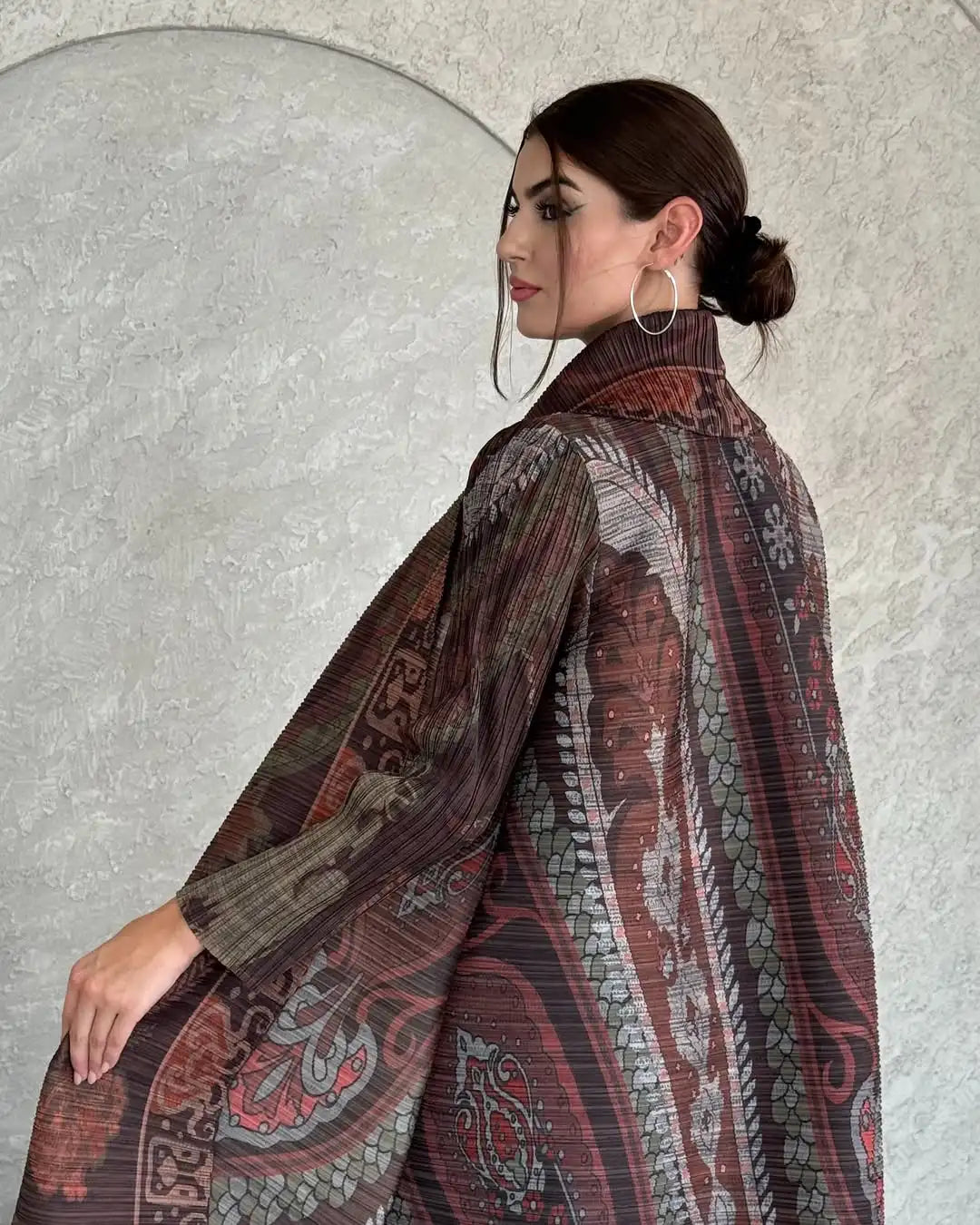 Abayas for Women Miyake Pleated New High Quality Women's Robe Cardigan Loose Lengthened Tie Design Luxury Abaya 2025 Summer New--Color: 3