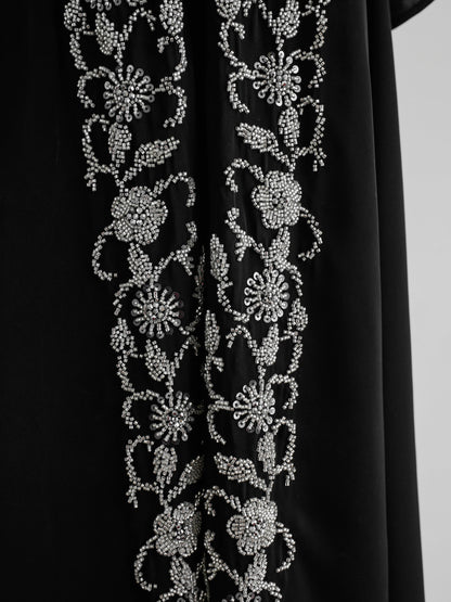 Abaya Muslim clothing women's black silver nail beads, high-end luxury--Color: black