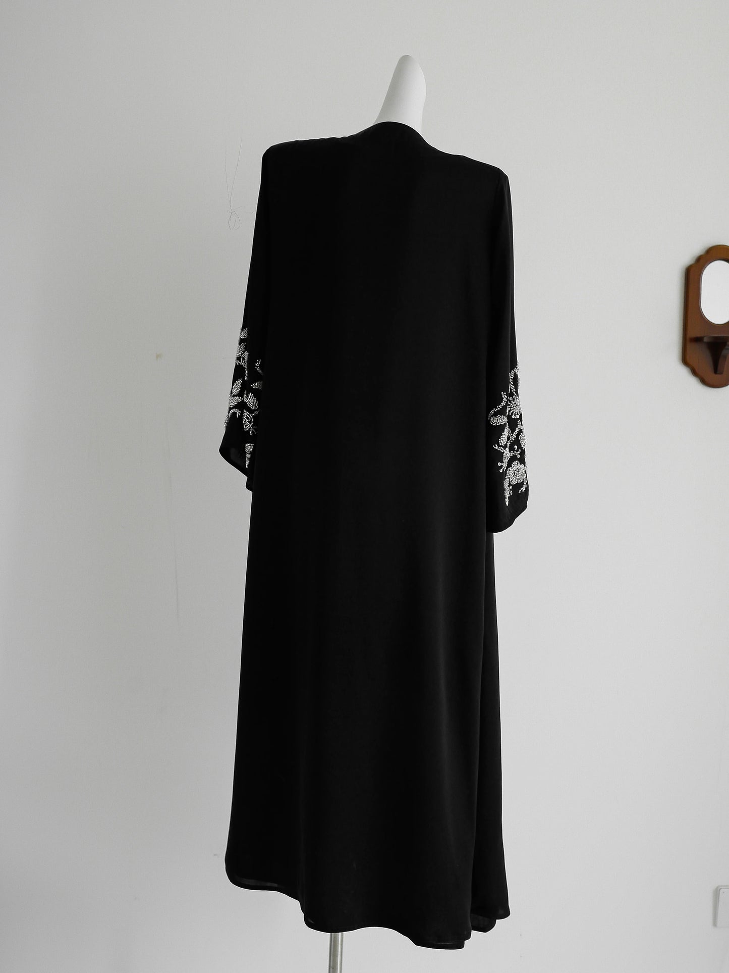 Abaya Muslim clothing women's black silver nail beads, high-end luxury--Color: black