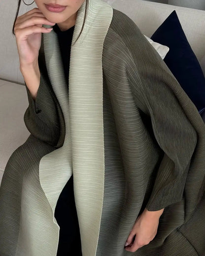 Abayas for Women Miyake Pleated New High Quality Women's Robe Cardigan Loose Lengthened Tie Design Luxury Abaya 2025 Summer New--Color: 3