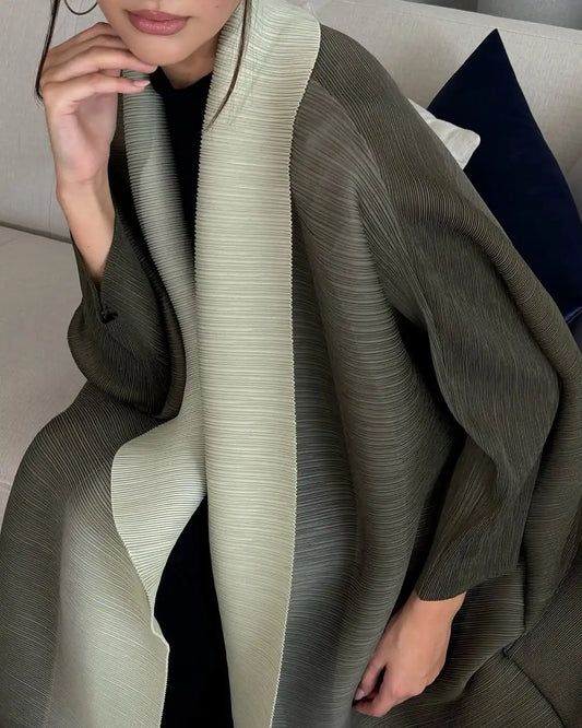 Abayas for Women Miyake Pleated New High Quality Women's Robe Cardigan Loose Lengthened Tie Design Luxury Abaya 2025 Summer New--Color: 3