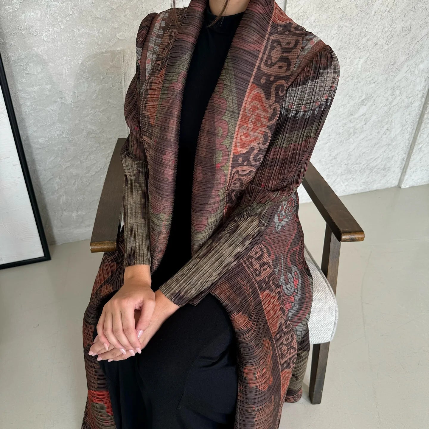 Abayas for Women Miyake Pleated New High Quality Women's Robe Cardigan Loose Lengthened Tie Design Luxury Abaya 2025 Summer New--Color: 4