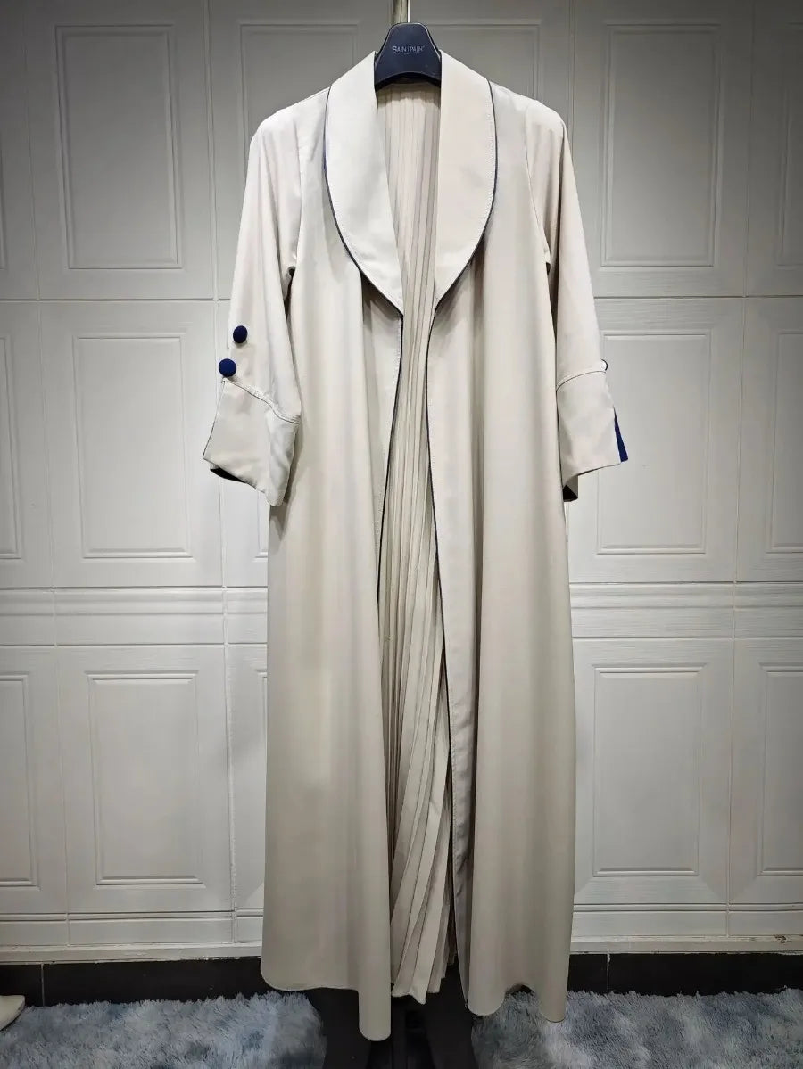 Eid Muslim Abaya for Women Party Dresses Jalabiya pleated abayas Ramadan Morocco Dubai Kaftan Islam Vestidos Arab Long Robe 2023--Color: khaki