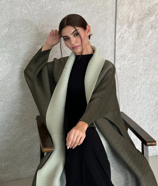 Abayas for Women Miyake Pleated New High Quality Women's Robe Cardigan Loose Lengthened Tie Design Luxury Abaya 2025 Summer New--Color: 3