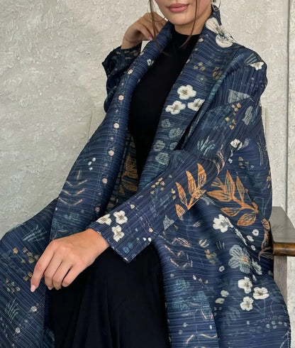 Abayas for Women Miyake Pleated New High Quality Women's Robe Cardigan Loose Lengthened Tie Design Luxury Abaya 2025 Summer New--Color: 3