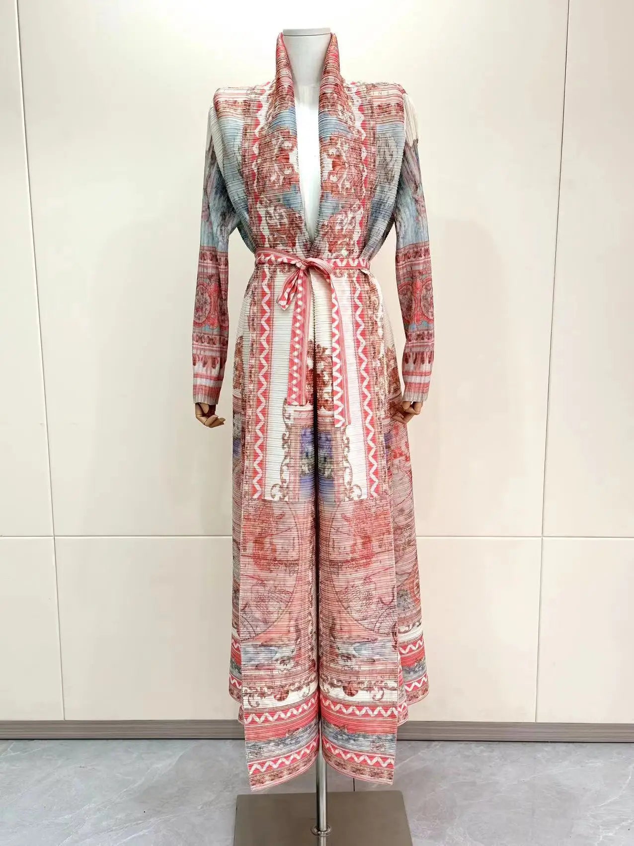 Abayas for Women Miyake Pleated New High Quality Women's Robe Cardigan Loose Lengthened Tie Design Luxury Abaya 2025 Summer New--Color: 3