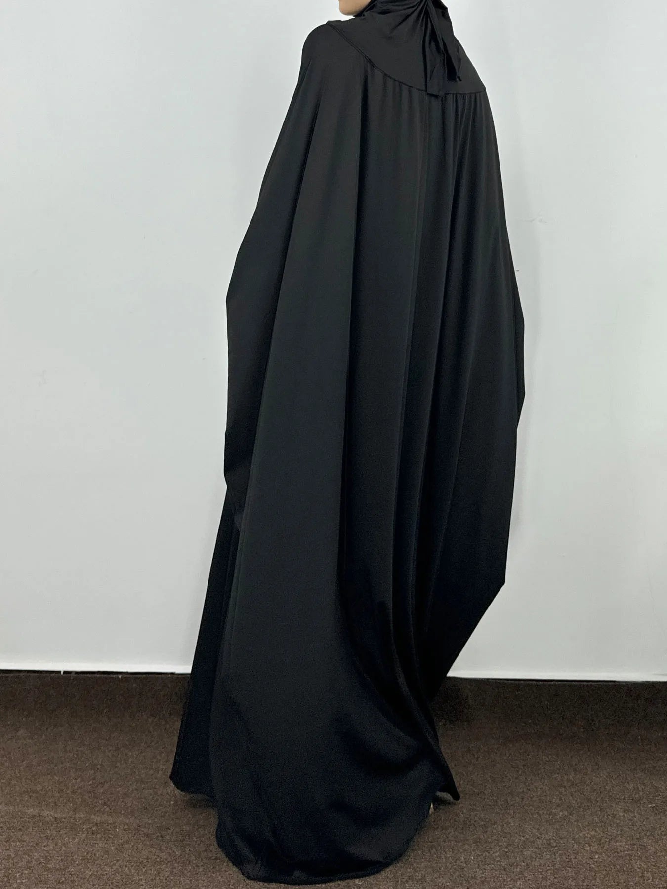 Islamic Abaya Modesty Ramadan Dress Muslim Abayas Hooded Long Sleeve One-piece Prayer Hijab Dress Women Jilbabs Turkish Kaftans--Color: GRAY