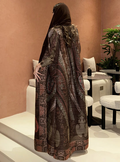 Abayas for Women Miyake Pleated New High Quality Women's Robe Cardigan Loose Lengthened Tie Design Luxury Abaya 2025 Summer New--Color: 3