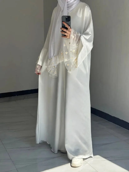 White Abaya Dubai Muslim Kaftan Modest Fashion Dress Islam African Dresses For Prayer Clothes Women Caftan Marocain Robe Femme--Color: White without hijab