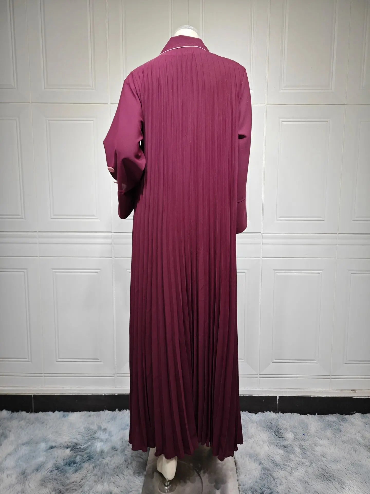 Eid Muslim Abaya for Women Party Dresses Jalabiya pleated abayas Ramadan Morocco Dubai Kaftan Islam Vestidos Arab Long Robe 2023--Color: wine red