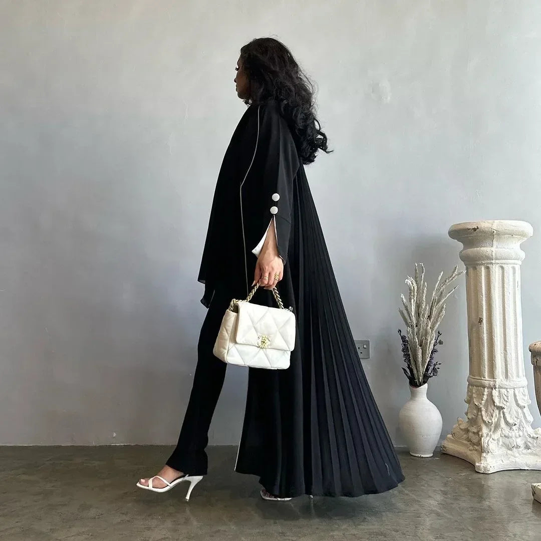 Eid Muslim Abaya for Women Party Dresses Jalabiya pleated abayas Ramadan Morocco Dubai Kaftan Islam Vestidos Arab Long Robe 2023--Color: wine red