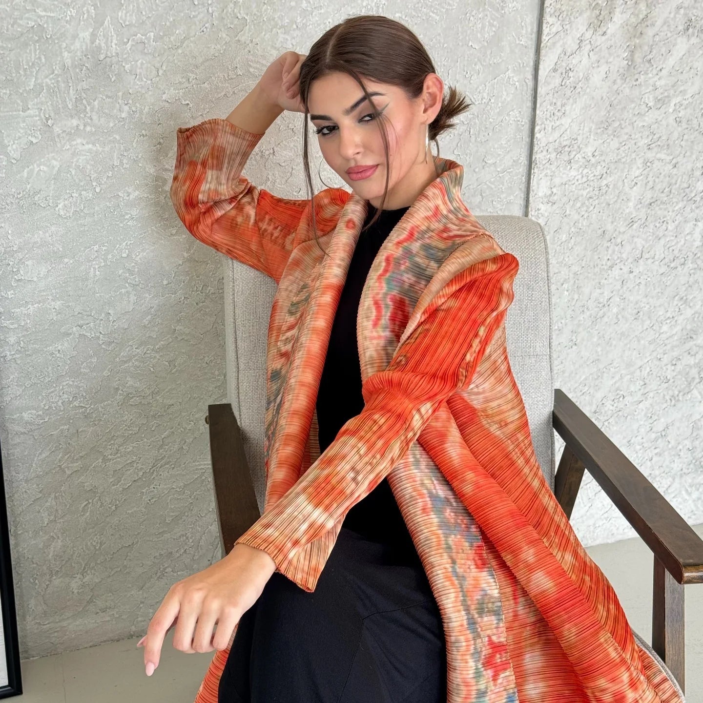Abayas for Women Miyake Pleated New High Quality Women's Robe Cardigan Loose Lengthened Tie Design Luxury Abaya 2025 Summer New--Color: 3