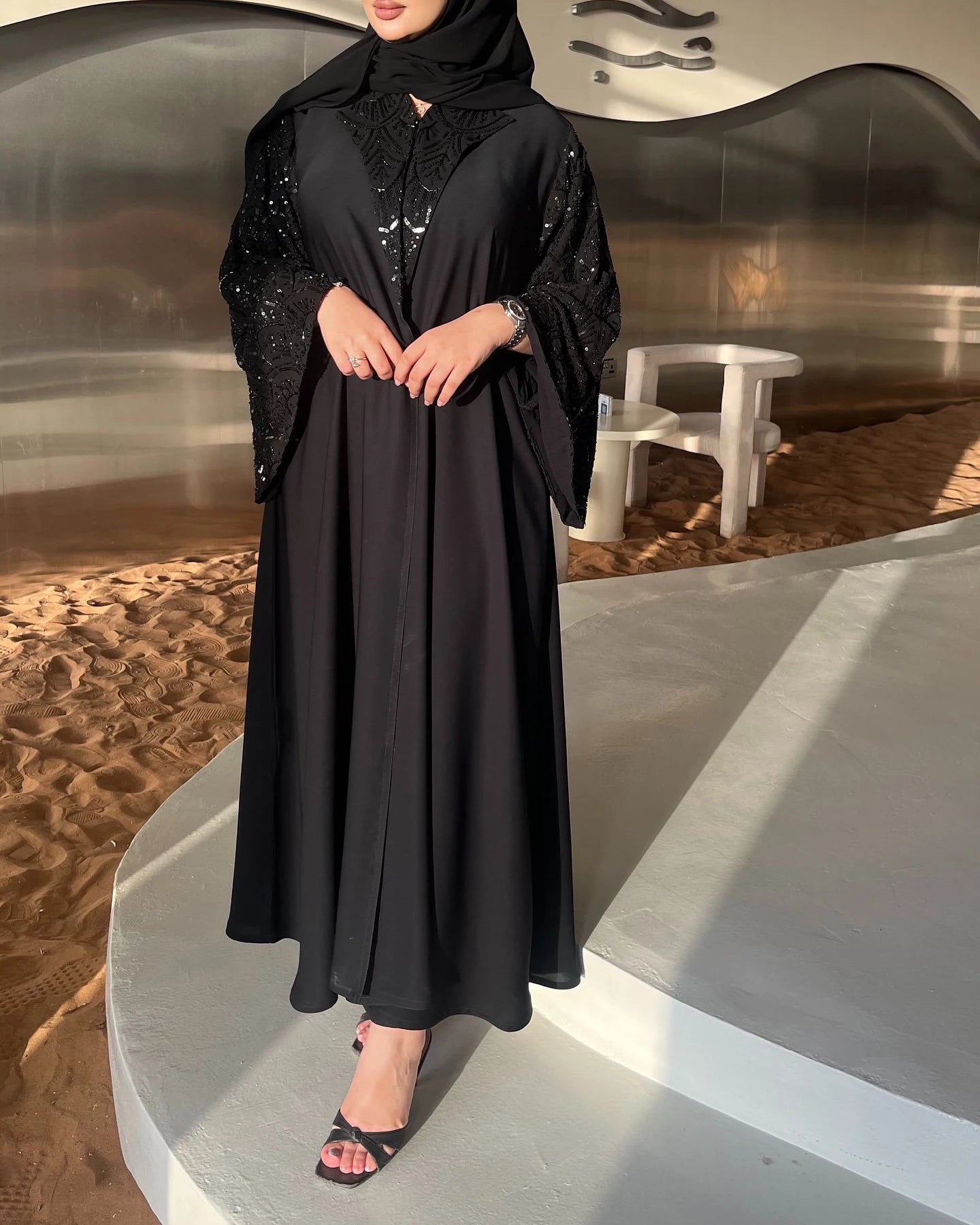 Abayas for Woman 2025 New Dubai Luxury Kaftan Kebaya Muslim Dresses Abaya Femme Abayas Femme Islam Modest Breathable Wife--Color: 0581black hijab