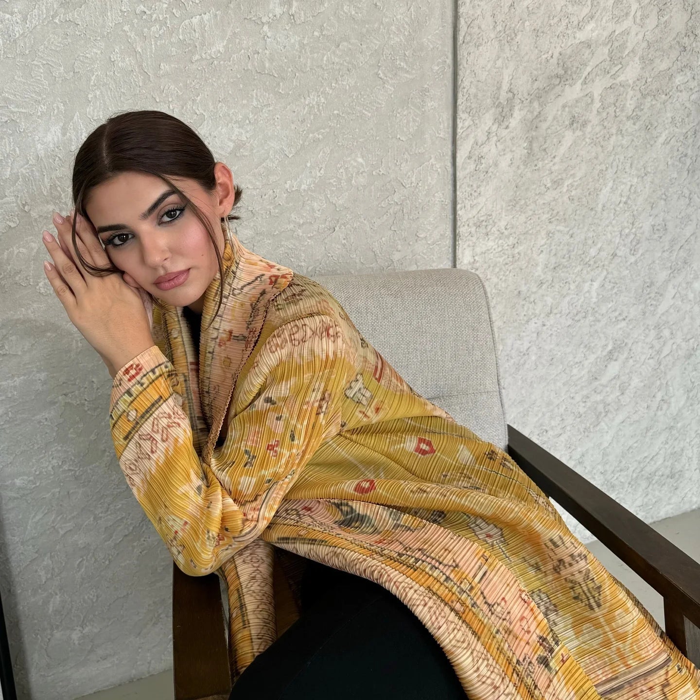 Abayas for Women Miyake Pleated New High Quality Women's Robe Cardigan Loose Lengthened Tie Design Luxury Abaya 2025 Summer New--Color: 3