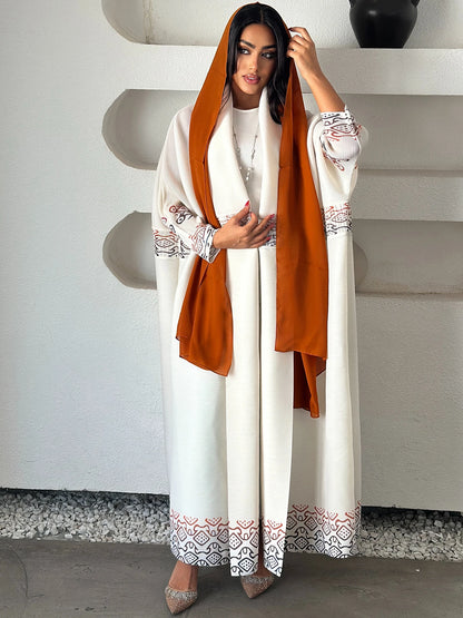 Eid Abaya Dubai Luxury For Women Miyake Pleated Plus Size Middle Eastern Clothing Long Sleeve Coat With Belt Female Formal Robe--Color: White