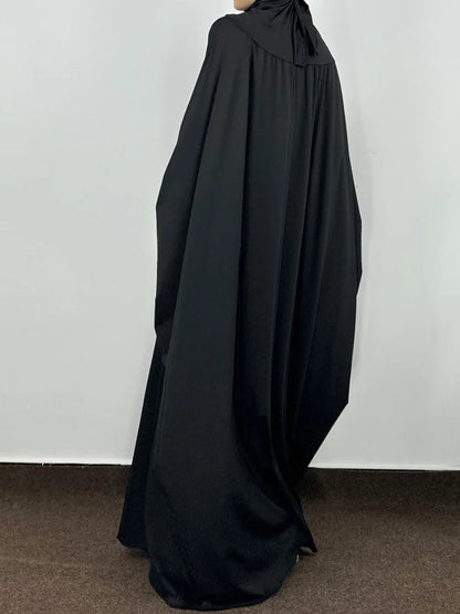Islamic Abaya Modesty Ramadan Dress Muslim Abayas Hooded Long Sleeve One-piece Prayer Hijab Dress Women Jilbabs Turkish Kaftans--Color: GRAY