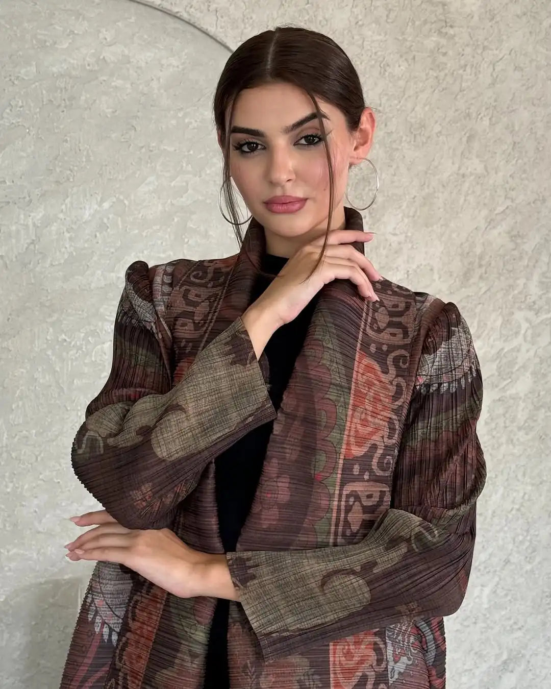 Abayas for Women Miyake Pleated New High Quality Women's Robe Cardigan Loose Lengthened Tie Design Luxury Abaya 2025 Summer New--Color: 3