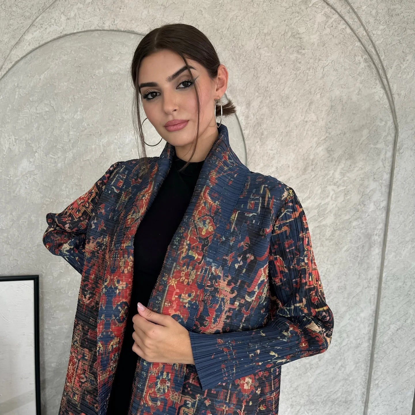 Abayas for Women Miyake Pleated New High Quality Women's Robe Cardigan Loose Lengthened Tie Design Luxury Abaya 2025 Summer New--Color: 3