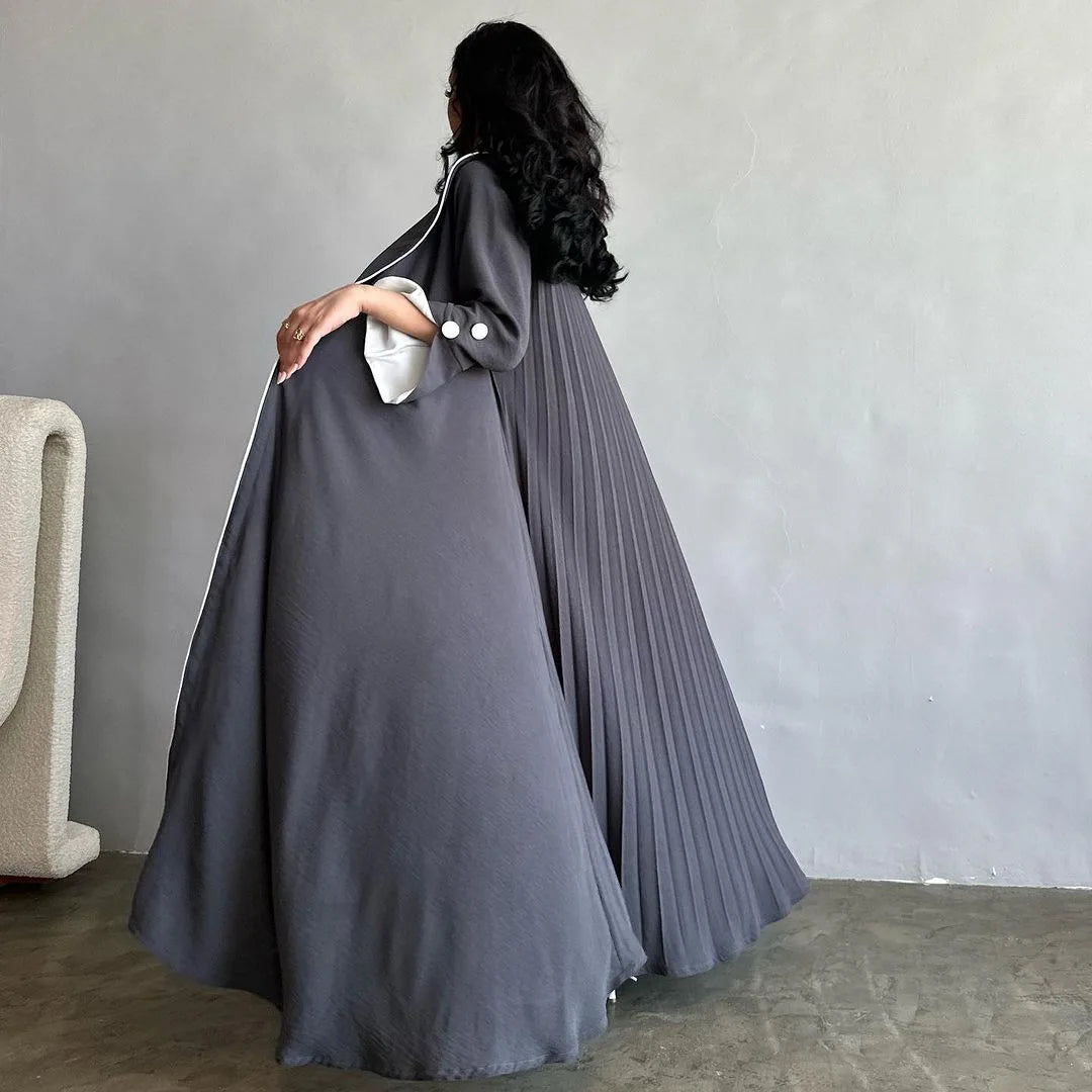 Eid Muslim Abaya for Women Party Dresses Jalabiya pleated abayas Ramadan Morocco Dubai Kaftan Islam Vestidos Arab Long Robe 2023--Color: wine red