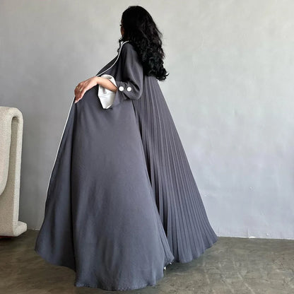Eid Muslim Abaya for Women Party Dresses Jalabiya pleated abayas Ramadan Morocco Dubai Kaftan Islam Vestidos Arab Long Robe 2023--Color: wine red